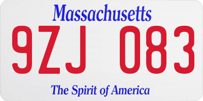 MA license plate 9ZJ083