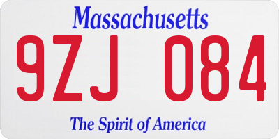 MA license plate 9ZJ084