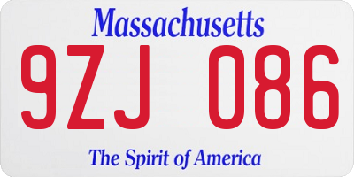 MA license plate 9ZJ086