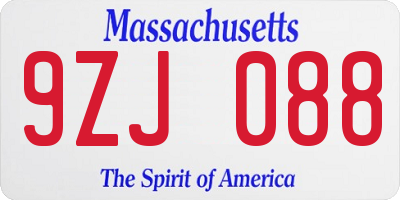 MA license plate 9ZJ088