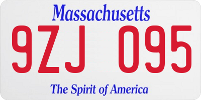 MA license plate 9ZJ095