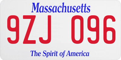 MA license plate 9ZJ096