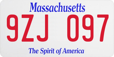 MA license plate 9ZJ097