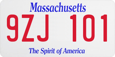 MA license plate 9ZJ101