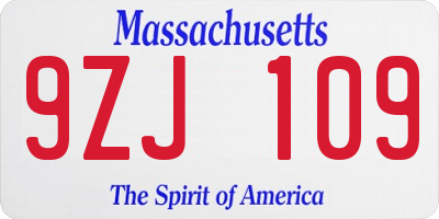 MA license plate 9ZJ109