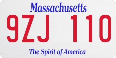 MA license plate 9ZJ110