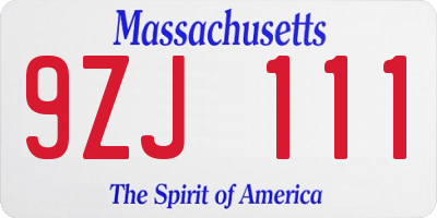 MA license plate 9ZJ111