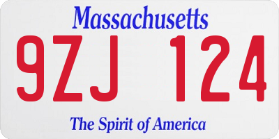 MA license plate 9ZJ124