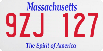 MA license plate 9ZJ127