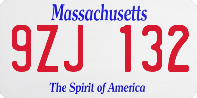 MA license plate 9ZJ132