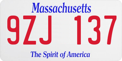 MA license plate 9ZJ137