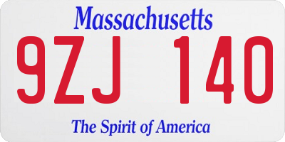 MA license plate 9ZJ140