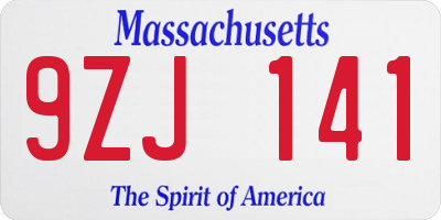 MA license plate 9ZJ141