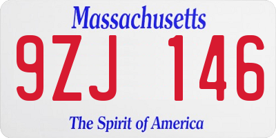 MA license plate 9ZJ146