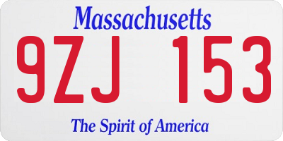 MA license plate 9ZJ153