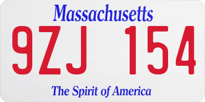 MA license plate 9ZJ154