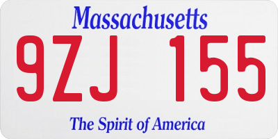 MA license plate 9ZJ155