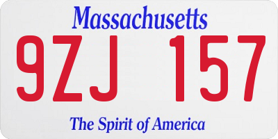MA license plate 9ZJ157