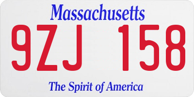 MA license plate 9ZJ158