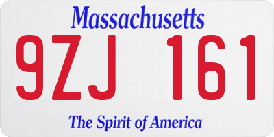 MA license plate 9ZJ161