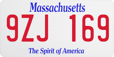 MA license plate 9ZJ169