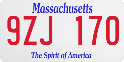 MA license plate 9ZJ170