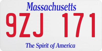 MA license plate 9ZJ171