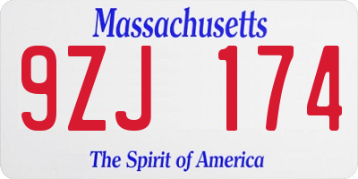 MA license plate 9ZJ174