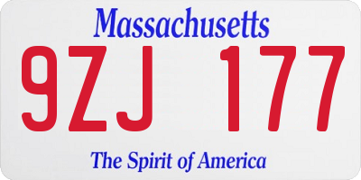 MA license plate 9ZJ177
