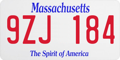MA license plate 9ZJ184