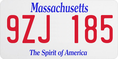 MA license plate 9ZJ185