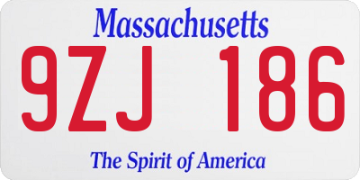 MA license plate 9ZJ186