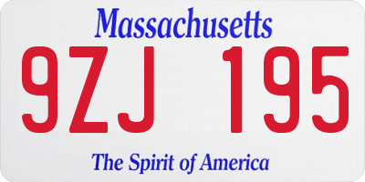 MA license plate 9ZJ195