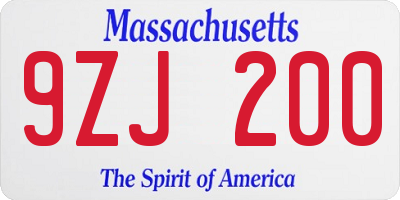 MA license plate 9ZJ200