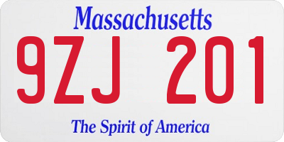MA license plate 9ZJ201