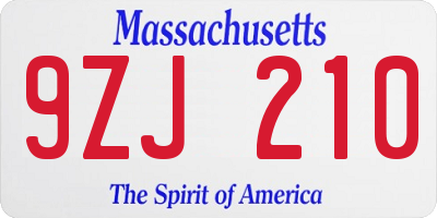 MA license plate 9ZJ210