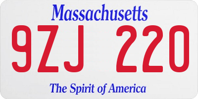 MA license plate 9ZJ220
