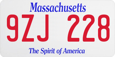 MA license plate 9ZJ228