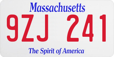 MA license plate 9ZJ241