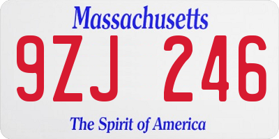 MA license plate 9ZJ246