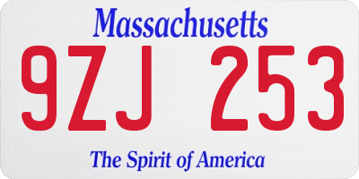 MA license plate 9ZJ253