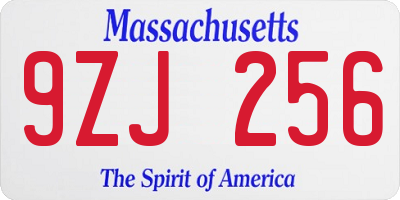 MA license plate 9ZJ256