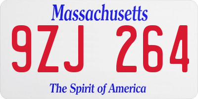 MA license plate 9ZJ264