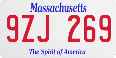 MA license plate 9ZJ269