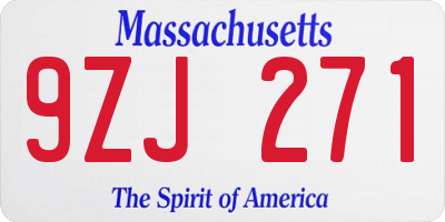 MA license plate 9ZJ271