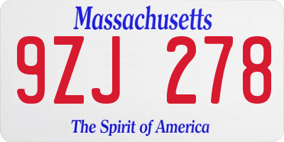 MA license plate 9ZJ278