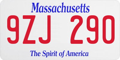 MA license plate 9ZJ290