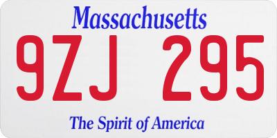 MA license plate 9ZJ295
