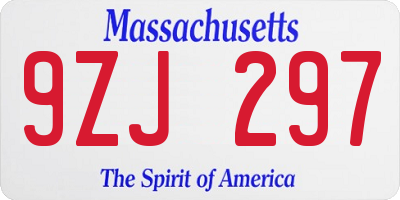 MA license plate 9ZJ297