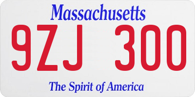 MA license plate 9ZJ300